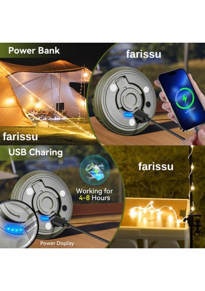 8 Fonksiyonlu 10 Metre Rgb LED Kamp Lambası | Powerbank Özellikli, Type-C Şarjlı, Taşınabilir Işık Zinciri fırsatları