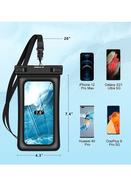 Şeffaf, Su Geçirmez ve Hafif Balonlu Telefon Kılıfı, Çok Renkli, Sualtı Koruyucu