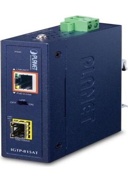 PL-IGTP-815AT 100/1000BASE-X To 10/100/1000BASE-T Poe+ Endüstriyel Poe+ Media Converter
