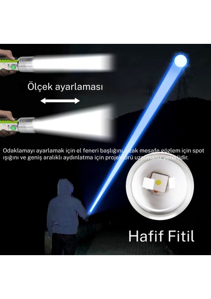 Gold Orion OR-520A | Zoomlu Şarjlı El Feneri | 50W Zoom Gücü | 8 Mod | Manyetik | Tip-C Şarj modelleri