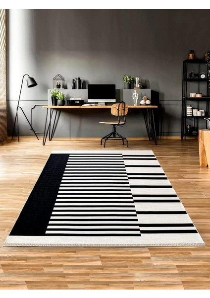 Home Çift Taraflı Makinada Yıkanabilir Modern Desenli Dokuma Kilim Karessa 2 (60X180)