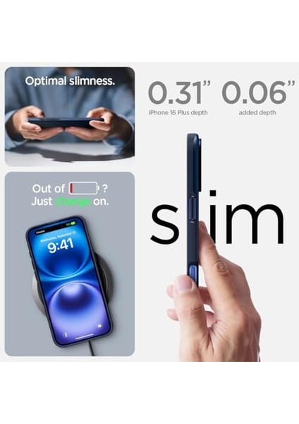 iPhone 16 Plus Kılıf Thin Fit Magfit Magsafe Özellikli Navy Blue - ACS08061
