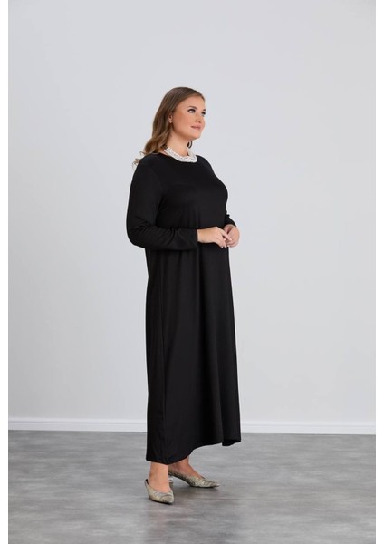 Kadın Siyah Büyük Beden Kristal Kumaş Elbise fiyatları