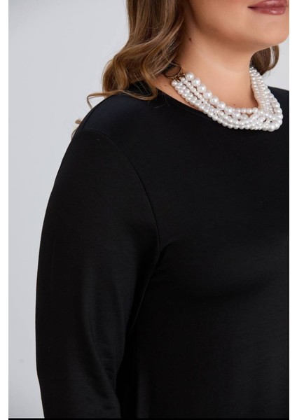 Kadın Siyah Büyük Beden Kristal Kumaş Elbise fırsatları