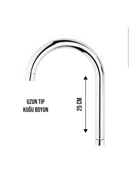 Kaya Mutfak Eviye Batarya Borusu (Kuğu Boyun) 25 cm