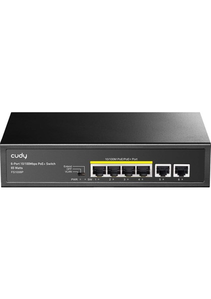 FS1006P 6 Portlu Ethernet Poe+Yönetilmeyen Anahtar, 4 x Poe+@ 60W, 802.3AF, 802.3AT, Cctv Modu, Sağlam Metal Fansız Muhafaza, Tak ve Çalıştır