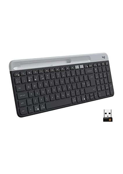 K580 Ince Çoklu Cihaz Özellikli Kablosuz Klavye, Kompakt Modern, Telefon Tutucu, 24 Ay Pil Ömrü, 10 M Kullanım Mesafesi, Bluetooth Türkçe Q Klavye, Siyah
