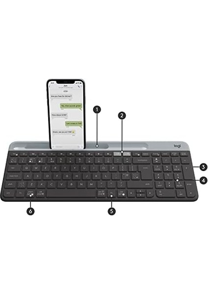 K580 Ince Çoklu Cihaz Özellikli Kablosuz Klavye, Kompakt Modern, Telefon Tutucu, 24 Ay Pil Ömrü, 10 M Kullanım Mesafesi, Bluetooth Türkçe Q Klavye, Siyah