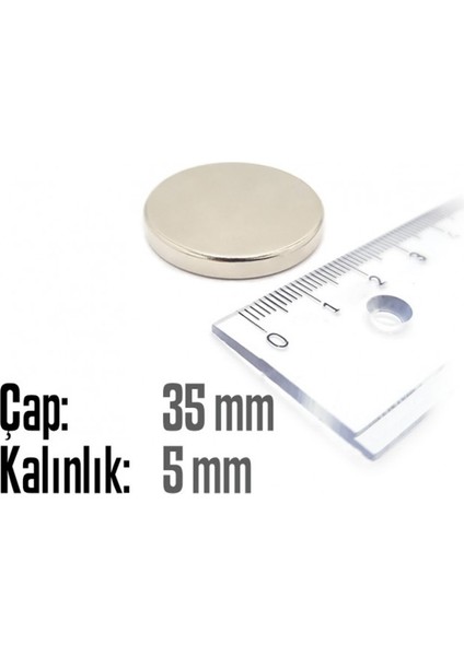 Neodyum Mıknatıs Silindir Çap 35MM , Kalınlık 5mm ( 1 Adet) fiyatları