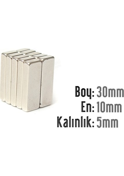 Neodyum Mıknatıs Köşeli 30X10MM , Kalınlık 5 mm ( 1 Adet)