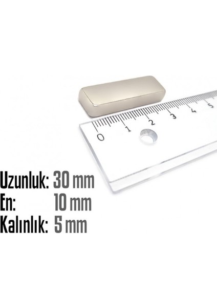 Neodyum Mıknatıs Köşeli 30X10MM , Kalınlık 5 mm ( 1 Adet) fiyatları