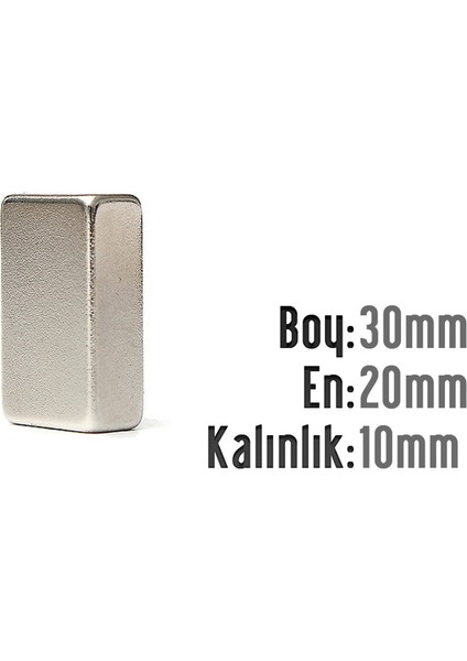 Neodyum Mıknatıs Köşeli 30X20MM , Kalınlık 10 mm ( 1 Adet)