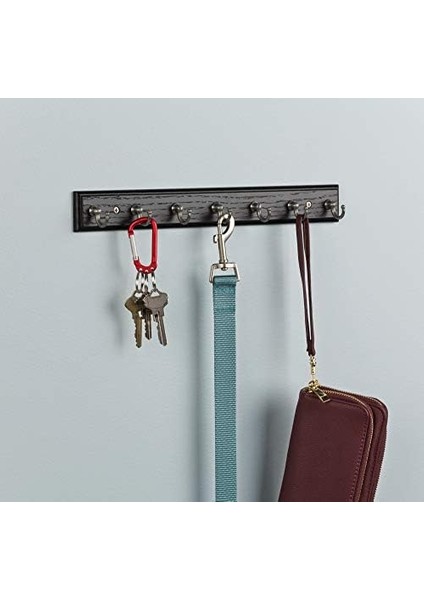 Pirinç Fbkeyt7- Bse- R 34, 3 cm Anahtar Ray ile 7 Haken Siyah & Saten Nikel, Fbkeyt7- Bse- R
