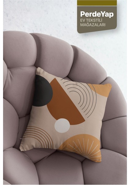 Etnik Sürrealist Objeler Desenli 4lü Dijital Baskılı Kırlent Yastık Kılıfı Kahve-Krem 43X43 cm 037 fiyatları