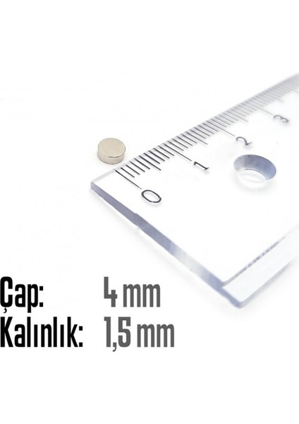 Neodyum Mıknatıs Silindir Çap 4mm , Kalınlık 1.5mm ( 30 Adet) fiyatları