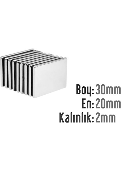 Neodyum Mıknatıs Köşeli 30X20MM , Kalınlık 2 mm ( 1 Adet)