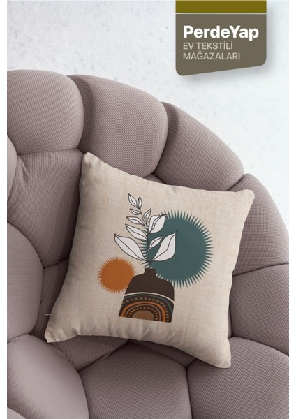 Kuraklık ve Kır Çiçekleri Desenli 4lü Dijital Baskılı Kırlent Yastık Kılıfı 43X43 cm Krem 015 fiyatları