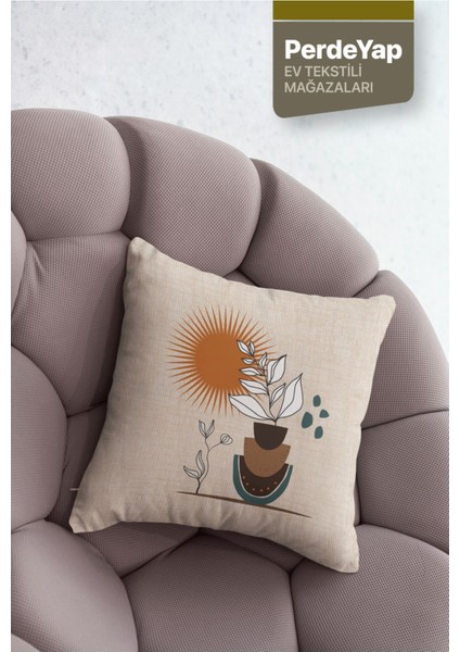 Kuraklık ve Kır Çiçekleri Desenli 4lü Dijital Baskılı Kırlent Yastık Kılıfı 43X43 cm Krem 015 indirimleri