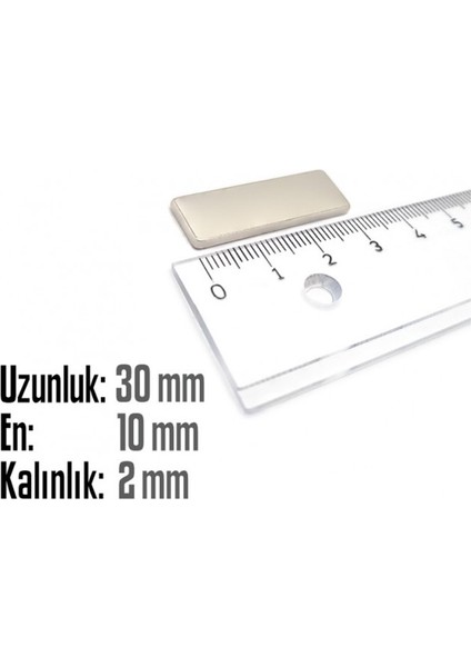 Neodyum Mıknatıs Köşeli 30X10MM , Kalınlık 2 mm ( 1 Adet) fiyatları