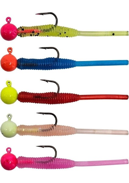 Hook Worm CY091 Jighead+Lrf Silikonu 1.5gr+4.5cm Head Glow/light Pink