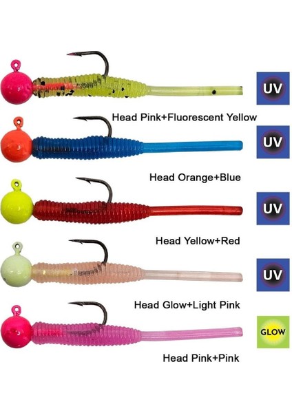 Hook Worm CY091 Jighead+Lrf Silikonu 1.5gr+4.5cm Head Glow/light Pink fiyatları