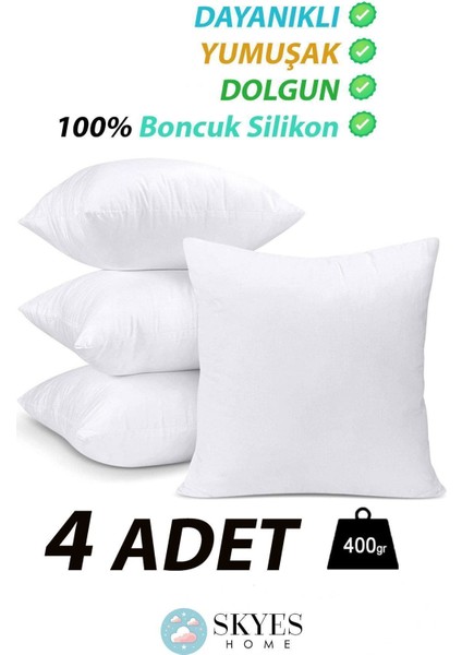 4 Adet Ultra Dolgun Kare Kırlent Içi Yastık - Mikrofiber Kumaş, Yüksek Kalite, Saf Boncuk Dolgu