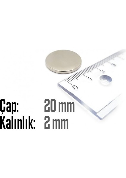 Neodyum Mıknatıs Silindir Çap 20MM , Kalınlık 2mm ( 3 Adet) fiyatları