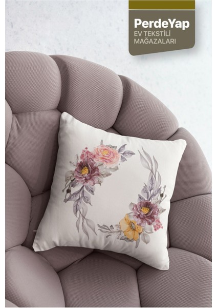 Krem Zemin Üzerine Güller Bahçesi Desenli 4lü Dijital Baskılı Kırlent Kılıfı 43 x 43 cm 040 indirimleri