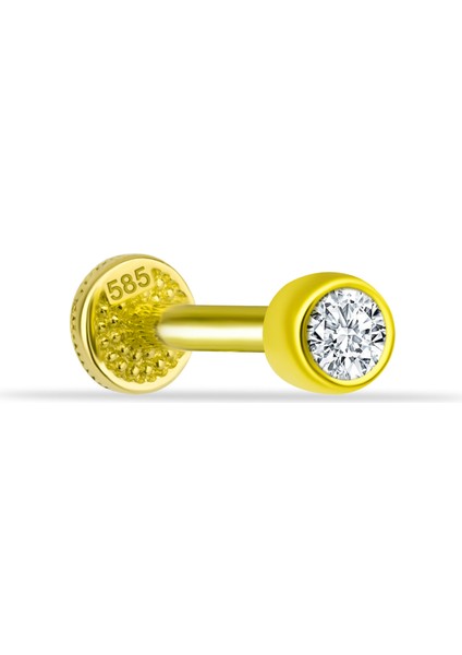 14 Ayar Altın Tektaş Minimal Tragus Piercing