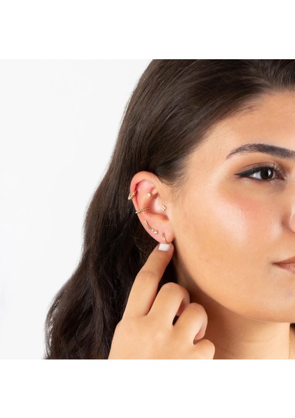 14 Ayar Altın Tektaş Minimal Tragus Piercing