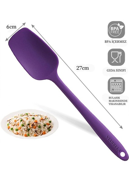 Silikon Kaşık Seti 3lü Büyük Boy Yanmaz Yapışmaz Çizmez Özel Renk Mor fiyatları