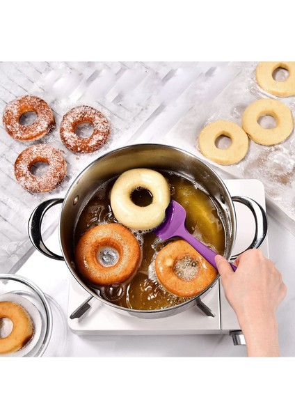 Silikon Kaşık Seti 3lü Büyük Boy Yanmaz Yapışmaz Çizmez Özel Renk Mor indirimleri