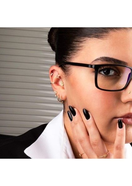 14 Ayar Altın Taşlı Simona Minimal Tragus Piercing