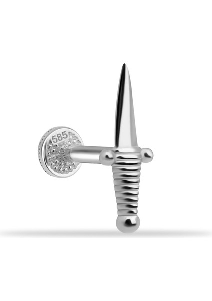 14 Ayar Altın Kılıç Motifli Minimal Tragus Piercing