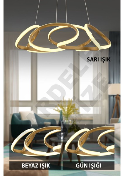 Sonsuz 3 Renkli Eskitme Derin4 Modern Ledli Avize