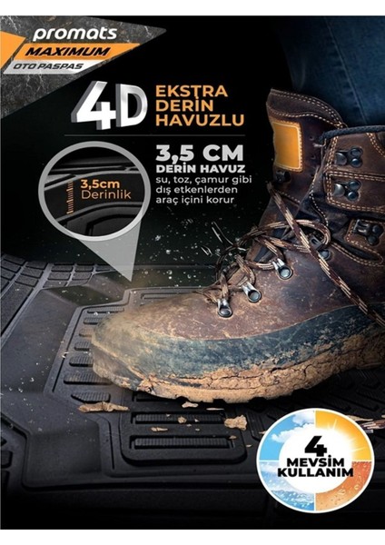 Opel Vectra C 2002-2008 Model ve Sonrası Uyumlu Oto Paspas 4d Maximum (Siyah) modelleri