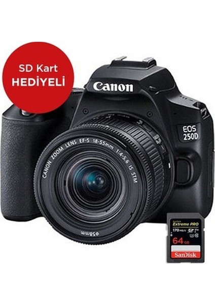 Eos 250D Kit Fotoğraf Makinesi (Sd Kart Hediyeli) (Canon Eurasia Garantili)