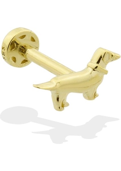 14 Ayar Altın Köpek Motifli Minimal Tragus Piercing
