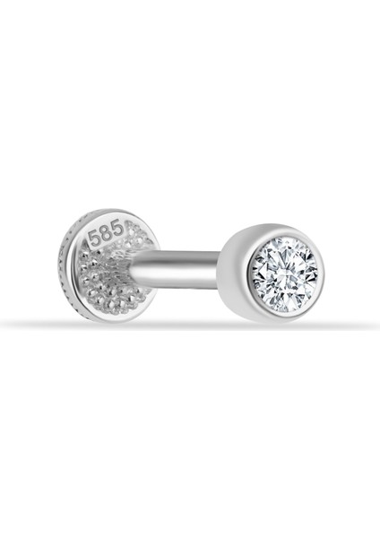 14 Ayar Altın Tektaş Minimal Tragus Piercing