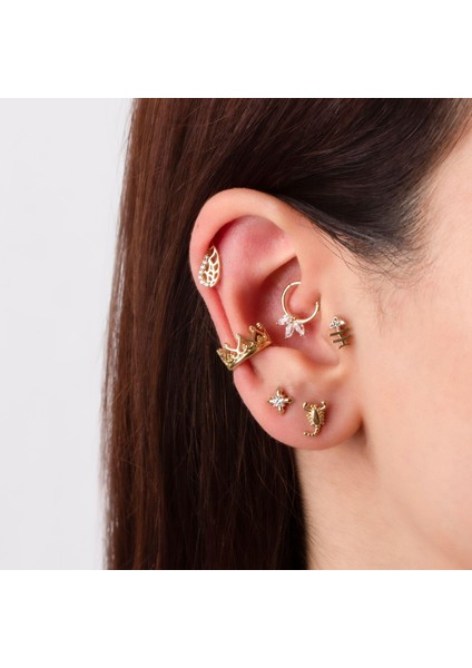 14 Ayar Altın Akrep Motifli Minimal Tragus Piercing