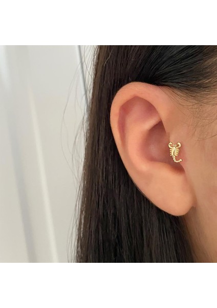 14 Ayar Altın Akrep Motifli Minimal Tragus Piercing