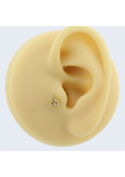 14 Ayar Altın 6 Taşlı Minimal Tragus Piercing
