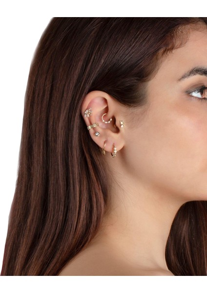 14 Ayar Altın Tektaş Minimal Tragus Piercing