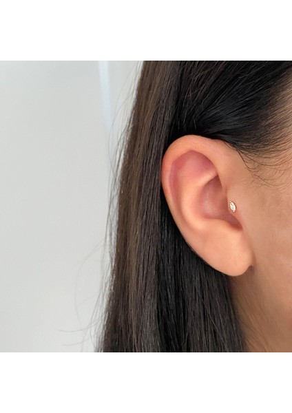 14 Ayar Altın Tek Markis Taşlı Minimal Tragus Piercing fiyatları