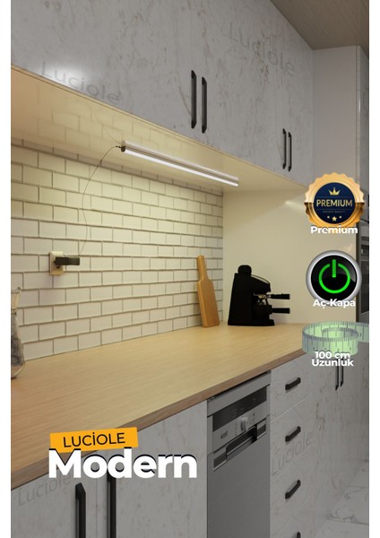 Mutfak Tezgah Dolap Altı LED Işık Aç Kapa Günışığı Bar Yapışkanlı 1 Metre - Plus fiyatları