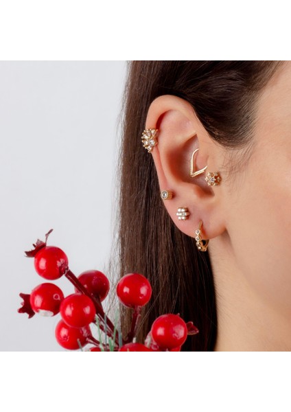 14 Ayar Altın Kar Tanesi Minimal Tragus Piercing
