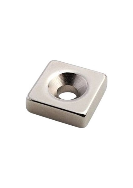 Neodyum Mıknatıs Köşeli Havşalı 15X15MM (Delik 8/4mm) Kalıklık 5mm 2 Adet