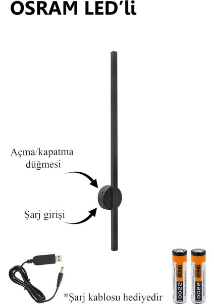 Osram Ledli Şarjlı Pilli Aplik Modern Dekoratif LED Duvar Aplik 68CM Günışığı fiyatları