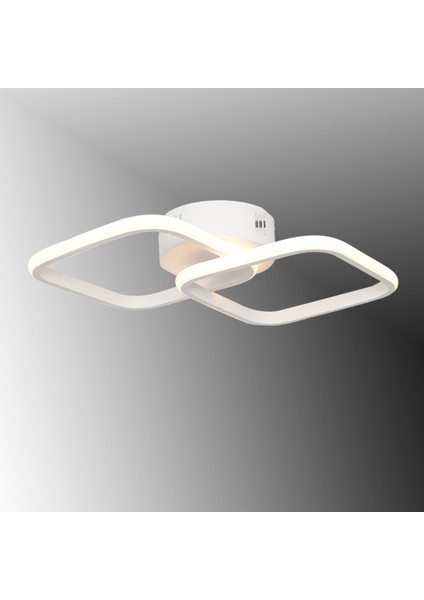 TT405-2-BY Mat Beyaz 2 Li Kare ( 3 Renk Işık Modüllü ) LED Avize