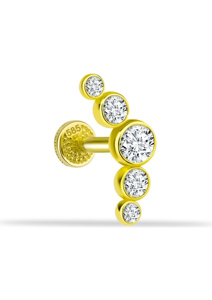 14 Ayar Altın 5 Taşlı Tragus Piercing